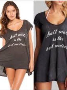 Wildfox Charcoal Graphic Swim Coverup Tunic